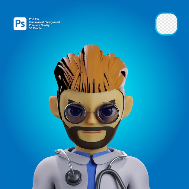 PSD mężczyzna lekarz 3d avatar