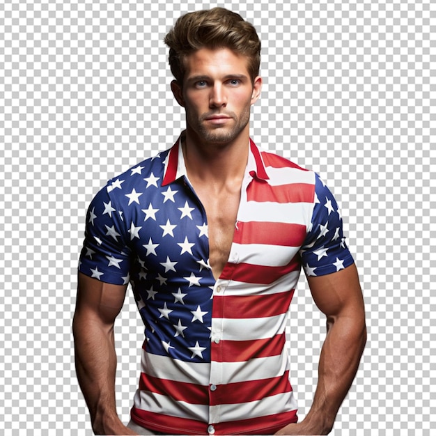 PSD mężczyzna model noszący patriotyczne ubrania