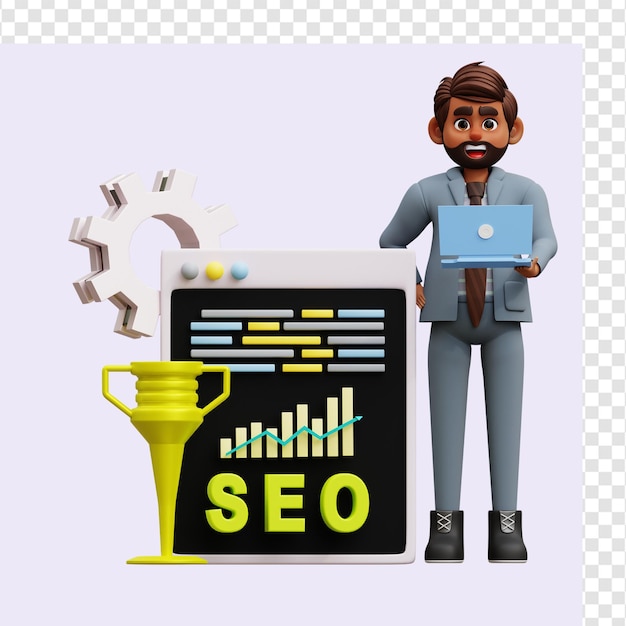 Mężczyzna Seo Ranking Ilustracja 3d