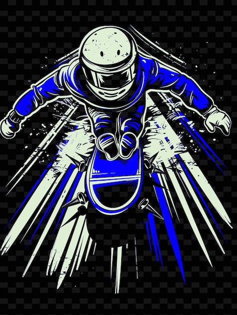 PSD mężczyzna w niebieskim garniturze jest na motocyklu.