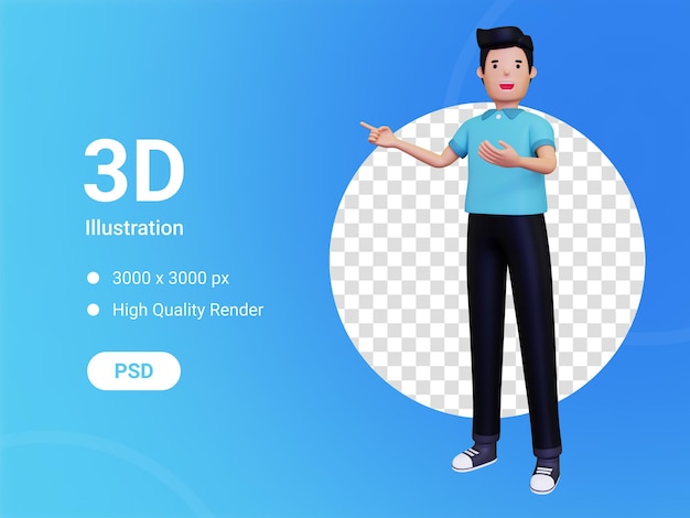 Mężczyzna Wskazujący Na Coś Ilustracja 3d