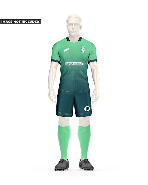 PSD mężczyźni full soccer mockup front open stub neck