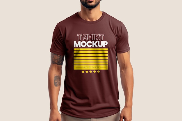 PSD mężczyźni t-shirt editable mockup