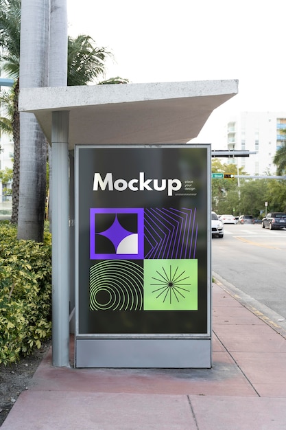 PSD mockup di display per esterni pubblicitari di miami