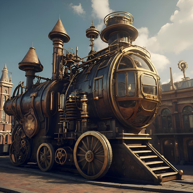 Miasto Steampunk Z Starożytnymi Maszynami