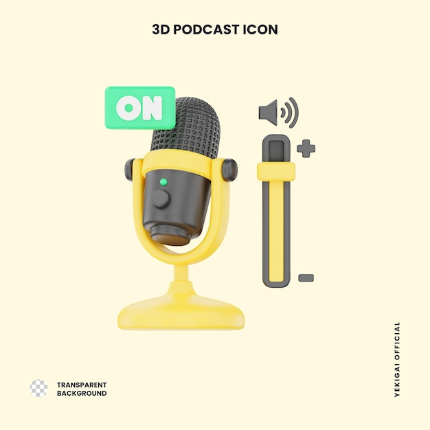 Mic On 3D Podcast Illustration for uiux web app infographic etc