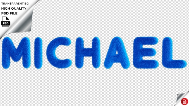 PSD michael typography blue fluffy text psd przezroczyste