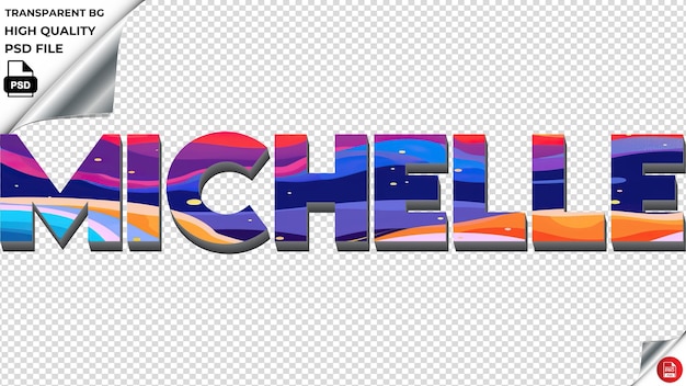 Michelle typography flat colorful text texture psd transparent