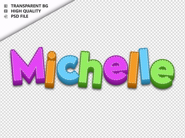 Michelle typography text colorful craft spring psd transparent