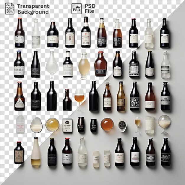 PSD microbrew tasting set up on a white wall