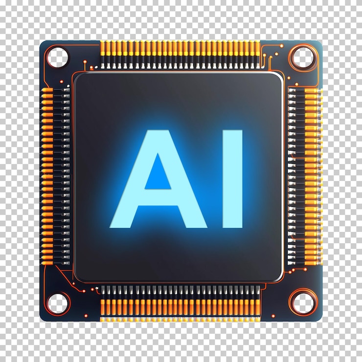 PSD microchip ai artificial intelligence isolated on transparent background png