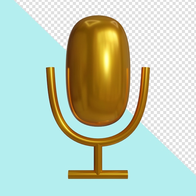 Microfoon goud 3d pictogram renderen