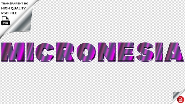 PSD micronesia typography purple light text metalic psd transparent