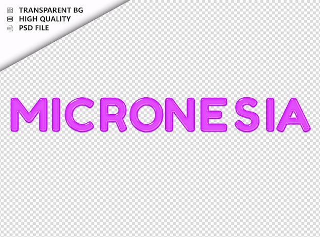 Micronesia typography purple text glosy glass psd transparent