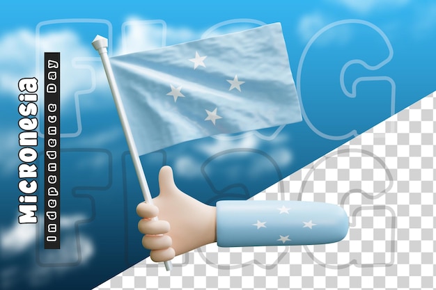 Micronesia waving flag on holding hand or micronesia flag on holding hand