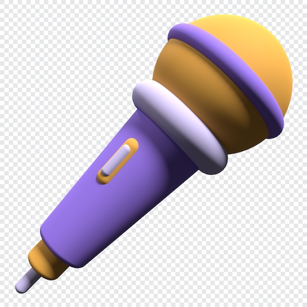 Microphone 3d render illustration Mic for singing or podcast concept Minimal style 3d rendering icon of microphone 3d rendering illustration