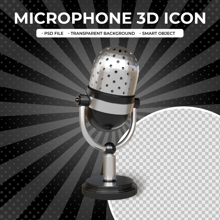 PSD microphone 3d rendering icon