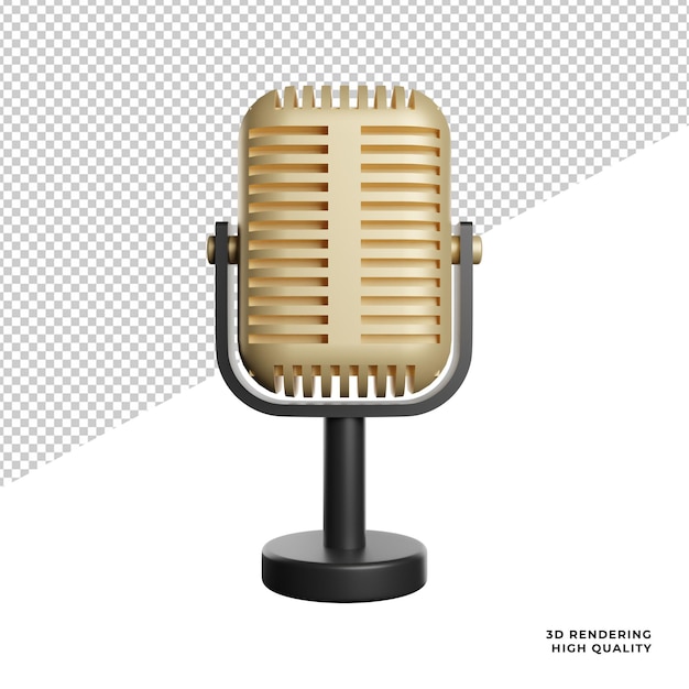 PSD microphone gold award front view icon 3d rendering illustration on transparent background