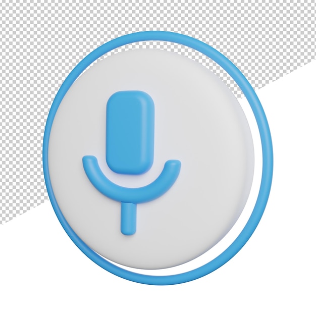Vista laterale del segno dell'icona del microfono illustrazione dell'icona di rendering 3d su sfondo trasparente