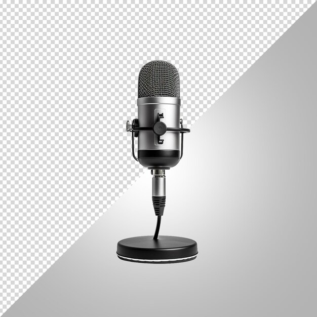 PSD un microfono si trova su uno sfondo bianco con uno sfondo bianco