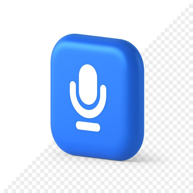 Microphone sound live recording button web app design radio music broadcasting 3d isometric icon