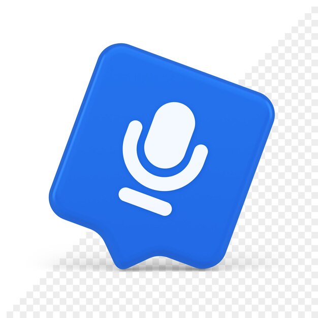 PSD microphone sound live recording button web app design radio music broadcasting 3d speech bubble icon