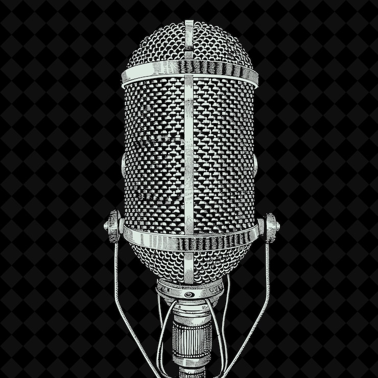 PSD a microphone that is on a black background with a black background