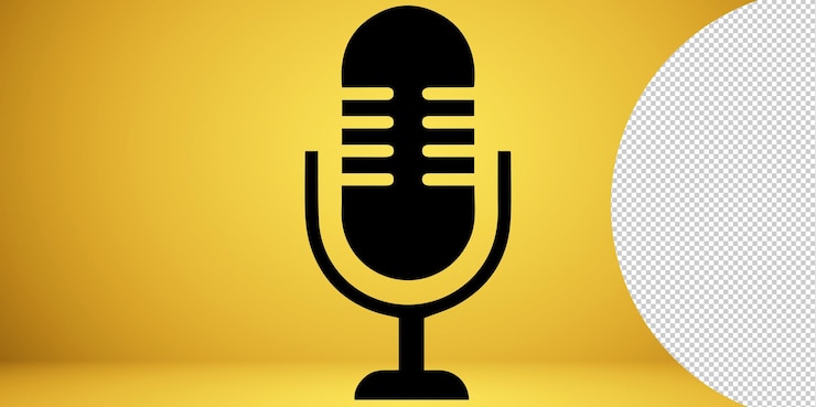 PSD microphone vector icon on transparent background, microphone icon