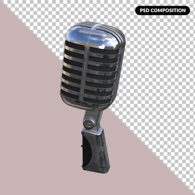 PSD microphone vintage 3d rendering