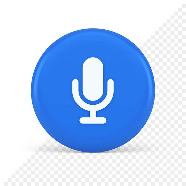 microphone voice sound recording broadcasting button web app media communication 3d icon