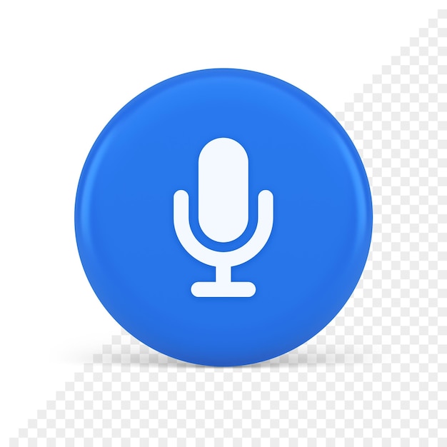 PSD microphone voice sound recording broadcasting button web app media communication 3d icon