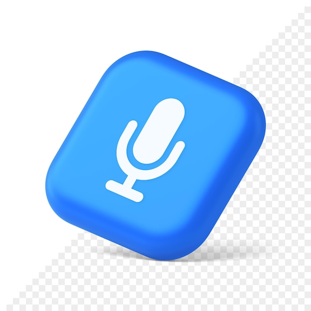 PSD microphone voice sound recording broadcasting button web app media communication 3d isometric icon