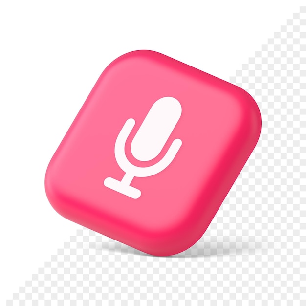 Microphone voice sound recording broadcasting button web app media communication 3d isometric icon
