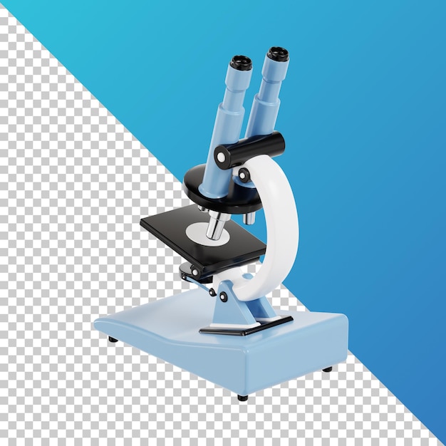 PSD microscope 3d high quality render transparent background education 3d pack