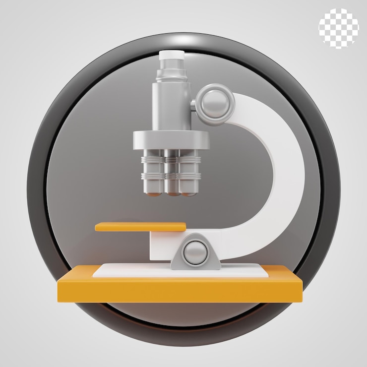 PSD microscope 3d icon and illustration