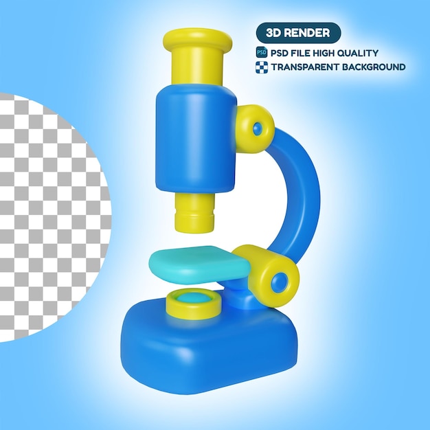 PSD icona dell'illustrazione 3d del microscopio