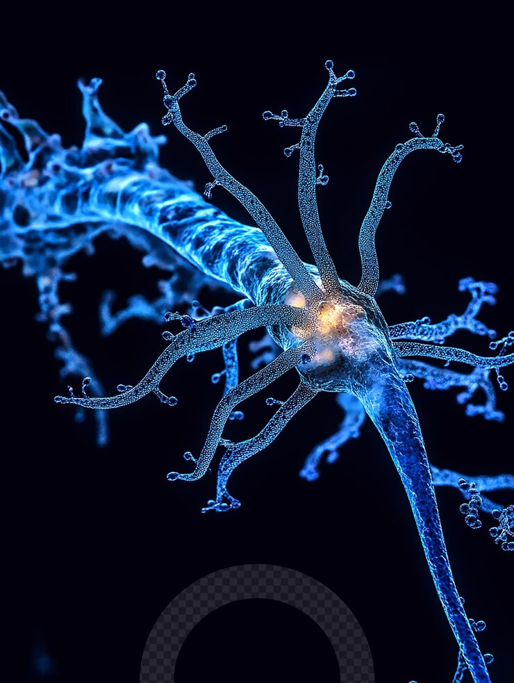 PSD microscopic view of a neuron showcasing intricate dendritic structures and connections