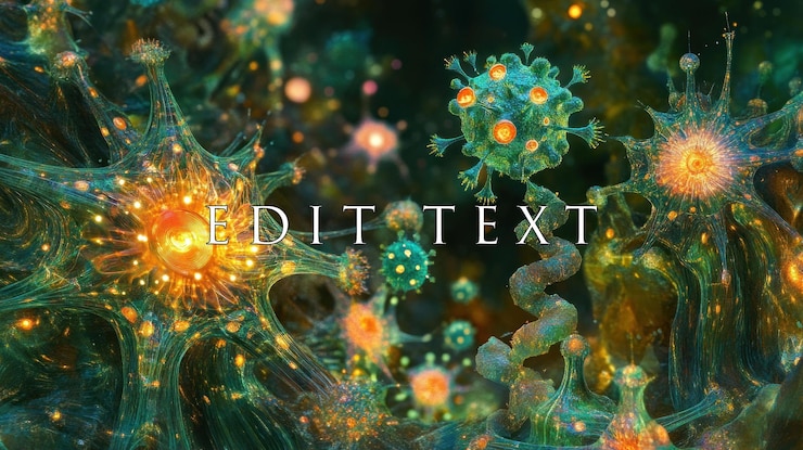 PSD microscopic view of vibrant cells and viruses interacting