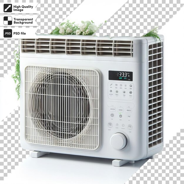 PSD a microwave with a white wire rack and a white fan on it