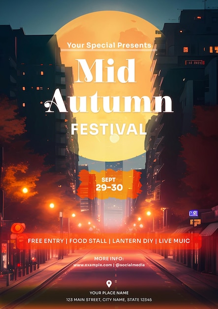 Mid autumn festival flyer poster psd