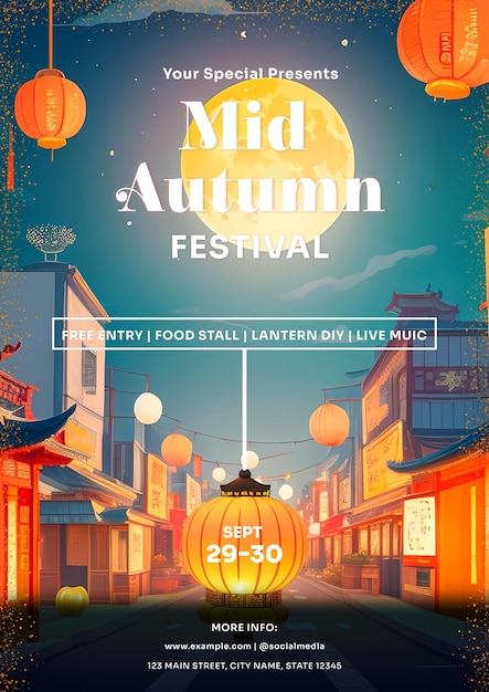 Mid autumn festival flyer poster psd
