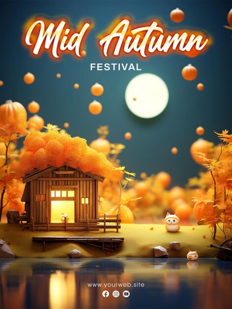 Mid autumn festival social media post poster design