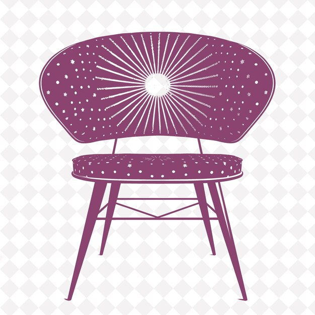 PSD mid century modern chair with atomic design and st png outline frame on clean background collection