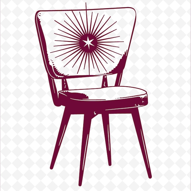 PSD mid century modern chair with atomic design and starburst sy illustration decor motifs collection