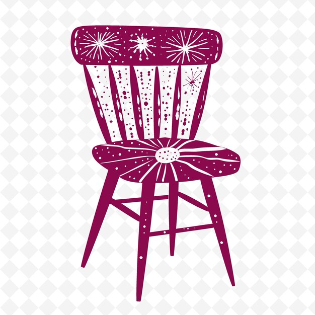 PSD mid century modern chair with atomic design and starburst sy illustration decor motifs collection