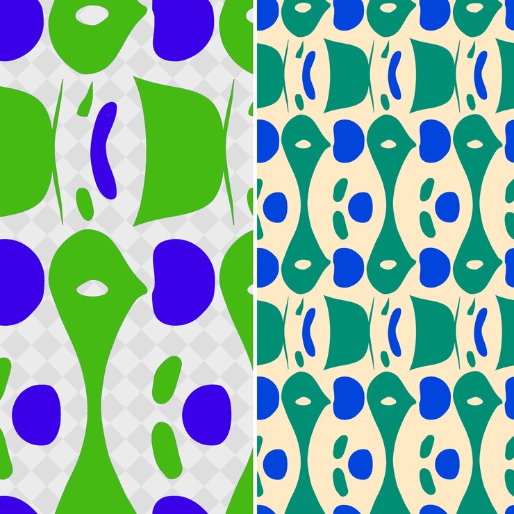PSD mid century modern patterns with organic shapes bright color png traditional abstract designs