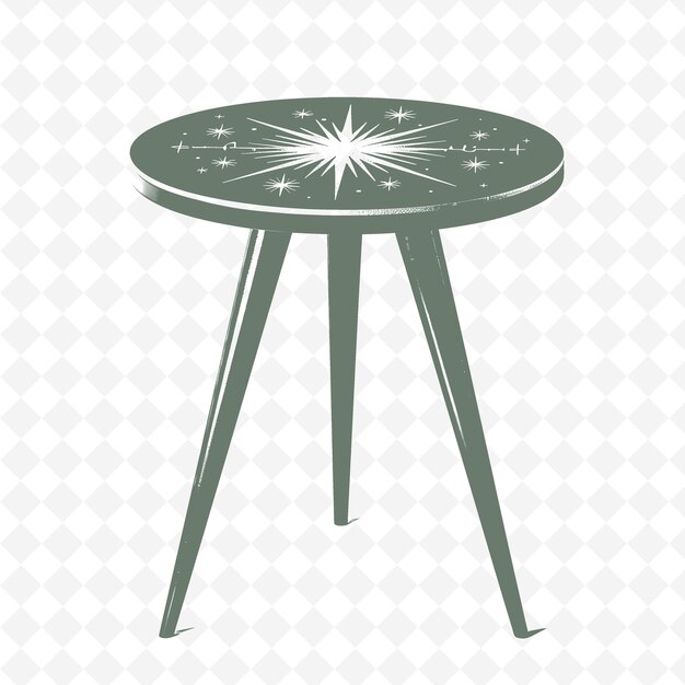 PSD mid century modern side table outline with atomic design an illustration decor motifs collection