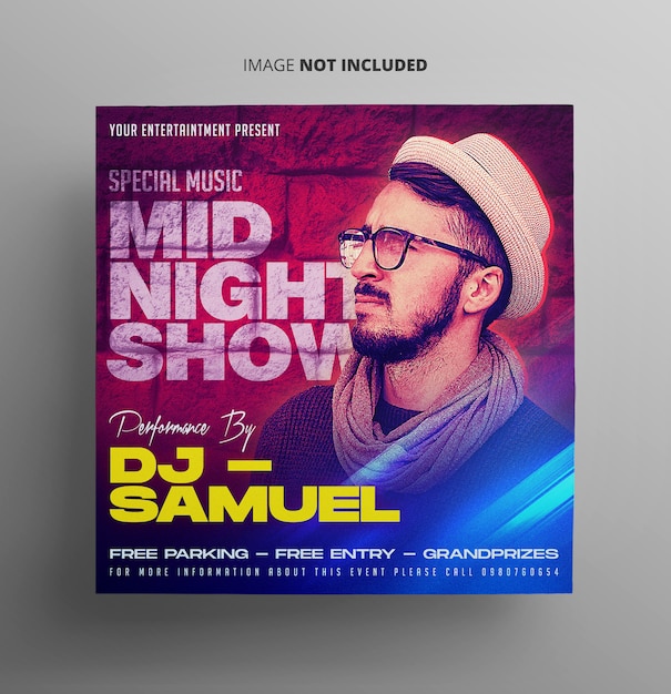 PSD mid night show music флаер