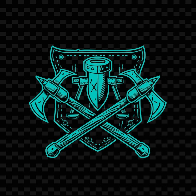 PSD middeleeuwse blacksmith guild badge logo met hamers en anvils creatieve tribal vector designs
