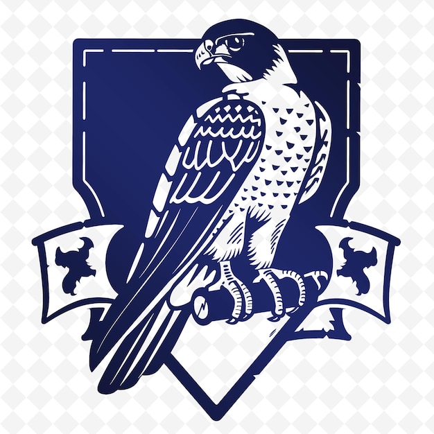 PSD middeleeuwse falconry club logo met goshawk en gauntlet voor de creative tribal vector designs